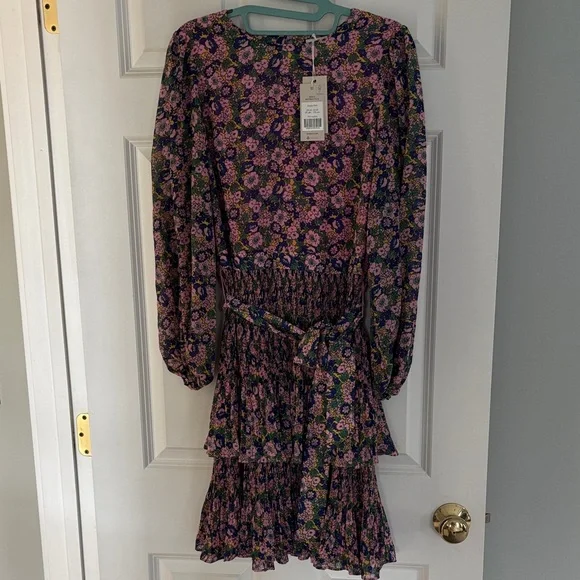 Boden Floral Midi Dress in Pink, Purple, Green, Yellow - Picture 11 of 11